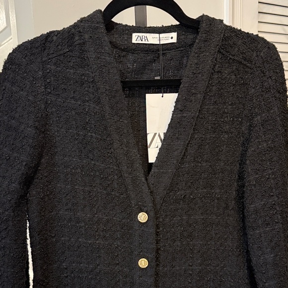 ZARA Black Tweed Button Dress – XS (NWT) - Picture 4 of 7